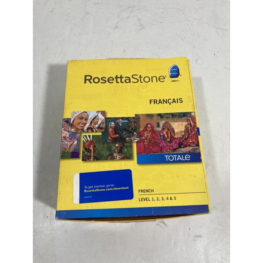 Rosetta Stone V4 French Level 1-5 Set for PC and Mac Complete 6 Discs + Headphon